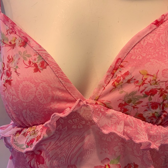 NWOT SHEIN Pink Camisole Top With Ruffles and Adjustable Straps - Picture 3 of 6